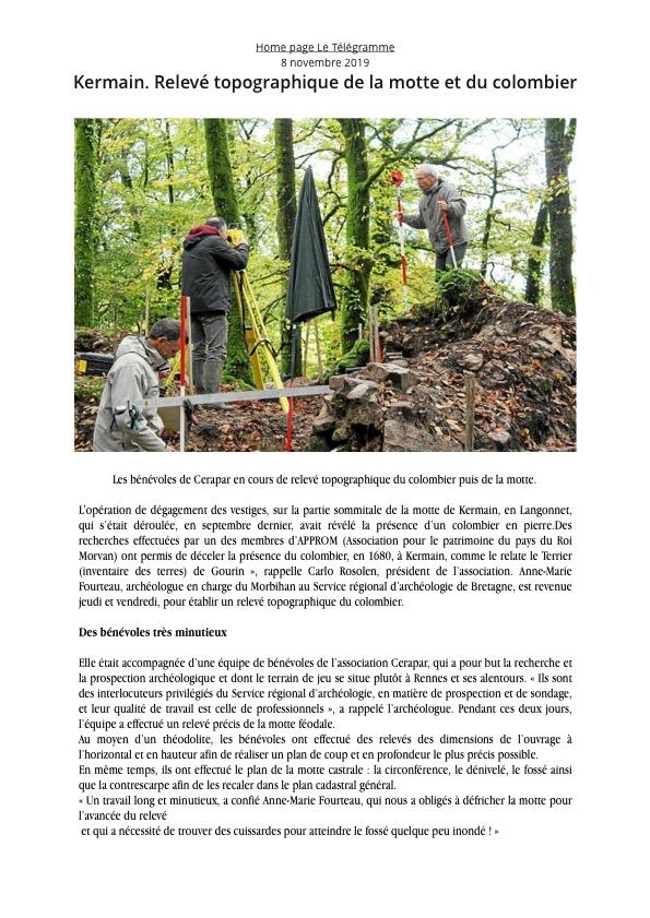 Motte castrale et colombier Archéologie à Kermain APPROM